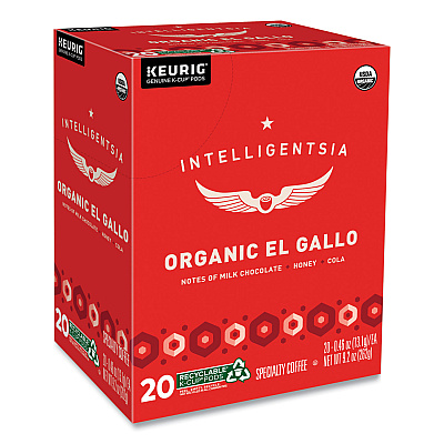 Intelligentsia El Gallo Organic Coffee K-Cups, Light Roast, 20/Box (GMT0154)