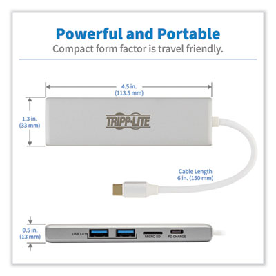 Tripp Lite U442-DOCK10-S USB-C Dock, HDMI/microSD/USB-A 3.0/USB-C, Silver, Ships in 7-10 Business Days