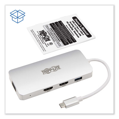 Tripp Lite U442-DOCK12-S USB-C Dock for Triple Display, HDMI/USB-A 3.0/USB-C/VGA, Silver, Ships in 7-10 Business Days