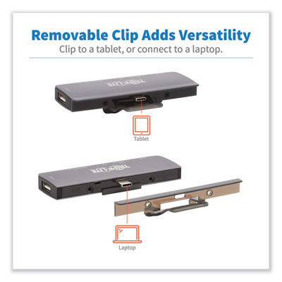 Tripp Lite U442-DOCK15-S USB-C Dock with Removable Clip, 3.5 mm/HDMI/microSD/SD/USB-A/USB-C, Gray, Ships in 7-10 Business Days