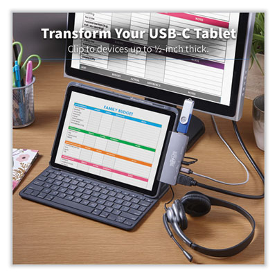 Tripp Lite U442-DOCK15-S USB-C Dock with Removable Clip, 3.5 mm/HDMI/microSD/SD/USB-A/USB-C, Gray, Ships in 7-10 Business Days