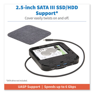 Tripp Lite U442-DOCK17-GY USB-C Dock w/Optional Internal Hard Drive, HDMI/SATA II SSD/HDD/USB-A 3.2 Gen1/USB-C,GY,Ships in 7-10 Bus Days