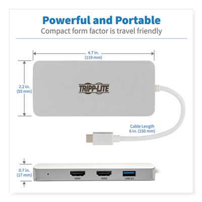 Tripp Lite U442-DOCK12-S USB-C Dock for Triple Display, HDMI/USB-A 3.0/USB-C/VGA, Silver, Ships in 7-10 Business Days