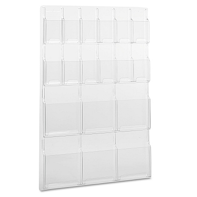 Safco Reveal Clear Literature Displays, 18 Compartments, 30w x 2d x 45h, Clear (SAF5600CL)