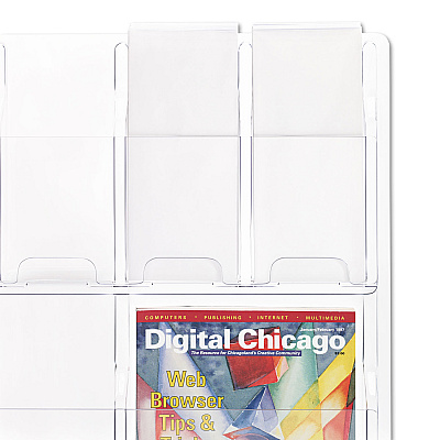 Safco Reveal Clear Literature Displays, 12 Compartments, 30w x 2d x 34.75h, Clear (SAF5606CL)
