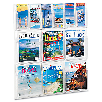 Safco Reveal Clear Literature Displays, 12 Compartments, 30w x 2d x 34.75h, Clear (SAF5606CL)