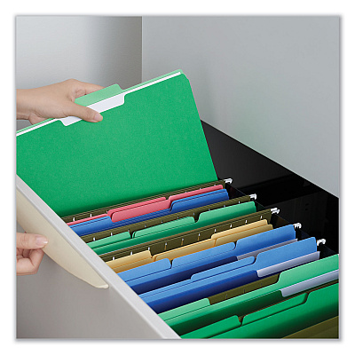 Universal Deluxe Colored Top Tab File Folders, 1/3-Cut Tabs: Assorted, Legal Size, Bright Green/Light Green, 100/Box (UNV10522)