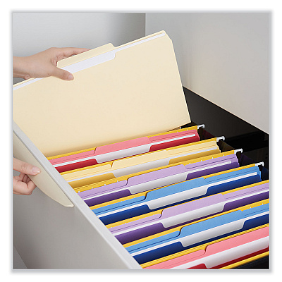 Universal Top Tab File Folders, 1/3-Cut Tabs: Center Position, Letter Size, 0.75" Expansion, Manila, 100/Box (UNV12122)