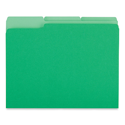 Universal Interior File Folders, 1/3-Cut Tabs: Assorted, Letter Size, 11-pt Stock, Green, 100/Box (UNV12302)