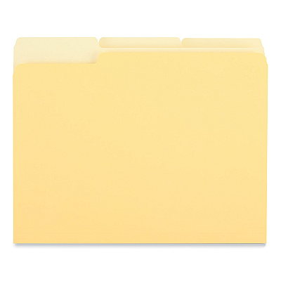 Universal Interior File Folders, 1/3-Cut Tabs: Assorted, Letter Size, 11-pt Stock, Yellow, 100/Box (UNV12304)