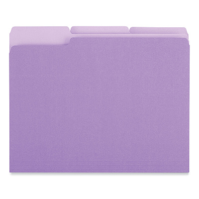 Universal Interior File Folders, 1/3-Cut Tabs: Assorted, Letter Size, 11-pt Stock, Violet, 100/Box (UNV12305)