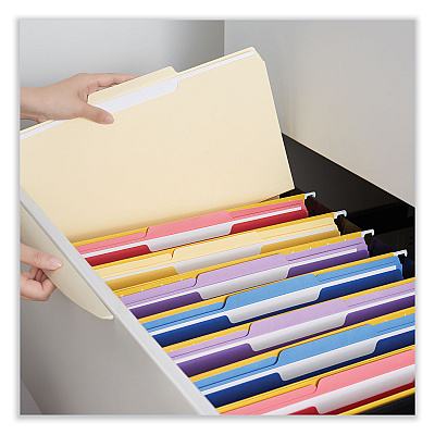 Universal Top Tab File Folders, 1/3-Cut Tabs: Center Position, Legal Size, 0.75" Expansion, Manila, 100/Box (UNV15122)
