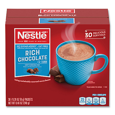 Nestl Hot Cocoa Mix, Rich Chocolate, 0.28 oz Packet, 30 Packets/Box, 6 Boxes/Carton (NES61411CT)