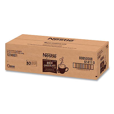 Nestl Hot Cocoa Mix, Rich Chocolate, 0.28 oz Packet, 30 Packets/Box, 6 Boxes/Carton (NES61411CT)
