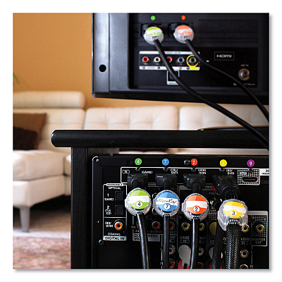 Dotz Cord ID Kit, (12) Regular and (12) Jumbo-Sized Cord Identifiers, (72) Color-Coded Stickers, (36) Identifier Inserts (LEE21205)