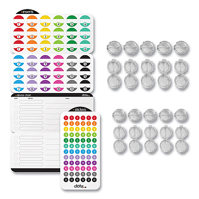 Dotz Cord ID Kit, (12) Regular and (12) Jumbo-Sized Cord Identifiers, (72) Color-Coded Stickers, (36) Identifier Inserts (LEE21205)