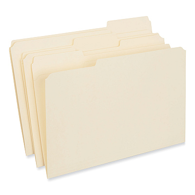 Universal Double-Ply Top Tab Manila File Folders, 1/3-Cut Tabs: Assorted, Legal Size, 0.75" Expansion, Manila, 100/Box (UNV16123)