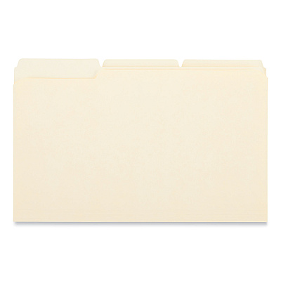 Universal Double-Ply Top Tab Manila File Folders, 1/3-Cut Tabs: Assorted, Legal Size, 0.75" Expansion, Manila, 100/Box (UNV16123)