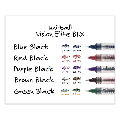 uniball Refill for Vision Elite Roller Ball Pens, Bold Conical Tip, Assorted Ink Colors, 2/Pack (UBC61234PP)