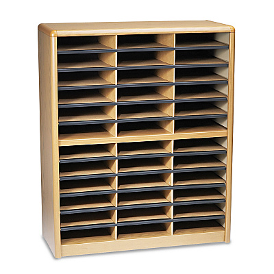 Safco Steel/Fiberboard Literature Sorter, 36 Compartments, 32.25 x 13.5 x 38, Oak (SAF7121MO)