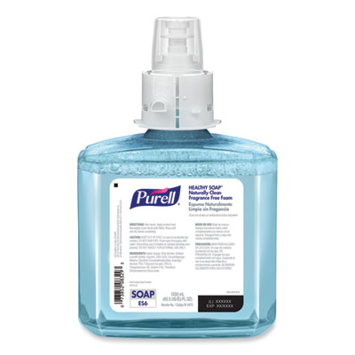 PURELL CLEAN RELEASE Technology HEALTHY SOAP Naturally Clean Foam Refill, For ES6 Dispensers, Fragrance-Free, 1,200 mL, 2/Carton (GOJ647002CT)