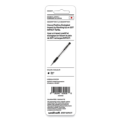 uniball 207 Impact Gel Stick Pen Refills, Bold 1 mm Conical Tip, Black Ink, 2/Pack (UBC65808)