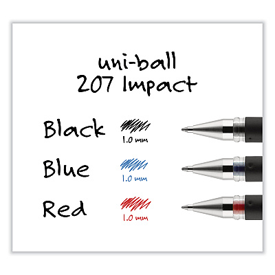 uniball 207 Impact Gel Stick Pen Refills, Bold 1 mm Conical Tip, Black Ink, 2/Pack (UBC65808)