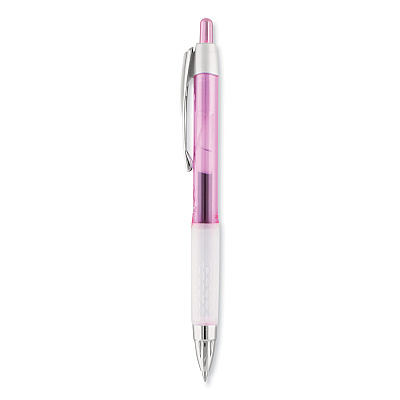 uniball Signo 207 Gel Pen, Retractable, Medium 0.7 mm, Black Ink, Translucent Pink/Translucent White Barrel, 2/Pack (UBC1745148)