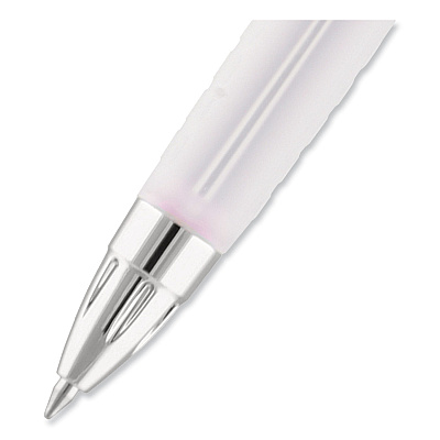 uniball Signo 207 Gel Pen, Retractable, Medium 0.7 mm, Black Ink, Translucent Pink/Translucent White Barrel, 2/Pack (UBC1745148)