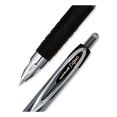 uniball 207 Signo Gel Ultra Micro Gel Pen, Retractable, Extra-Fine 0.38 mm, Black Ink, Clear/Black Barrel (UBC1790922)