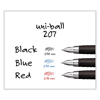 uniball 207 Signo Gel Ultra Micro Gel Pen, Retractable, Extra-Fine 0.38 mm, Black Ink, Clear/Black Barrel (UBC1790922)