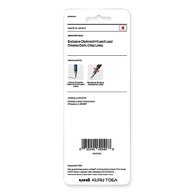 uniball KuruToga Mechanical Pencil with Tube of Diamond Lead, 0.7 mm, HB (#2), Black Lead, Black/Green Barrel (UBC1858549)