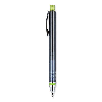 uniball KuruToga Mechanical Pencil with Tube of Diamond Lead, 0.7 mm, HB (#2), Black Lead, Black/Green Barrel (UBC1858549)