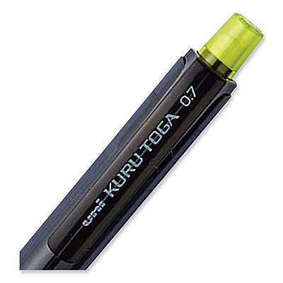 uniball KuruToga Mechanical Pencil with Tube of Diamond Lead, 0.7 mm, HB (#2), Black Lead, Black/Green Barrel (UBC1858549)