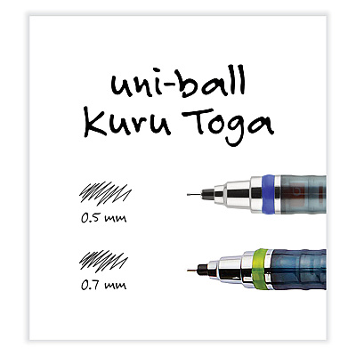 uniball KuruToga Mechanical Pencil with Tube of Diamond Lead, 0.7 mm, HB (#2), Black Lead, Black/Green Barrel (UBC1858549)