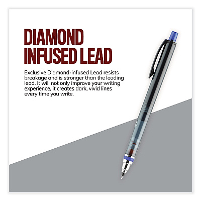 uniball KuruToga Mechanical Pencil with Tube of Diamond Lead, 0.7 mm, HB (#2), Black Lead, Black/Green Barrel (UBC1858549)