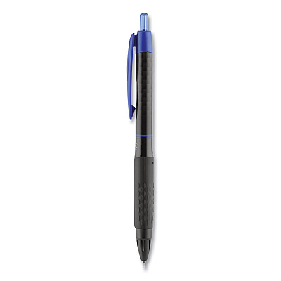 uniball 307 Gel Pen, Retractable, Fine 0.5 mm, Blue Ink, Black Barrel, Dozen (UBC1947088)