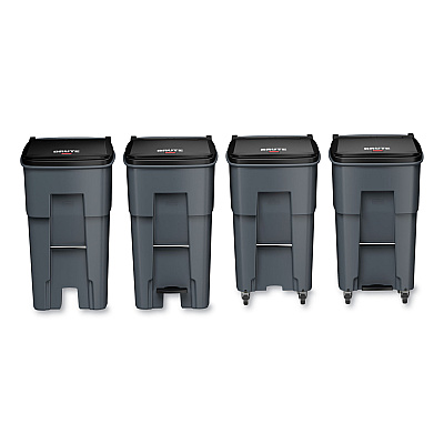 Rubbermaid Commercial Brute Roll-Out Heavy-Duty Container, 65 gal, Polyethylene, Gray (RCP9W21GY)