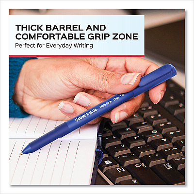 Paper Mate Write Bros. Grip Ballpoint Pen, Stick, Medium 1 mm, Black Ink, Black Barrel, 36/Pack (PAP2142266)
