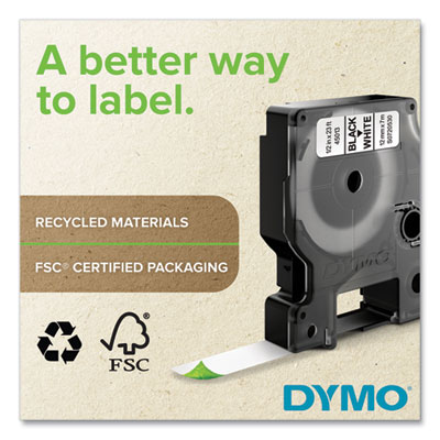 DYMO D1 High-Performance Polyester Removable Label Tape, 0.75" X 23 Ft, Black On Clear (DYM45800)