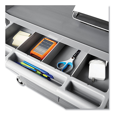 Rubbermaid Commercial Xtra Instrument Cart with Locking Storage Area, Plastic, 3 Shelves, 300 lb Capacity, 20" x 40.63" x 37.8", Gray (RCP4094GRA)