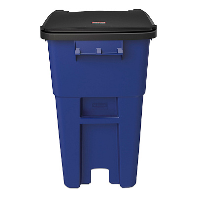 Rubbermaid Commercial Square Brute Rollout Container, 50 gal, Molded Plastic, Blue (RCP9W27BLU)