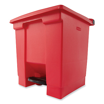 Rubbermaid Commercial Indoor Utility Step-On Waste Container, 8 gal, Plastic, Red (RCP6143RED)