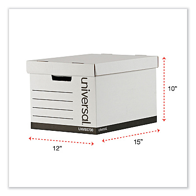 Universal Medium-Duty Lift-Off Lid Boxes, Letter/Legal Files, 12" x 15" x 10", White, 12/Carton (UNV85700)