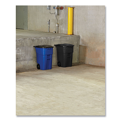 Rubbermaid Commercial Square Brute Rollout Container, 50 gal, Molded Plastic, Blue (RCP9W27BLU)