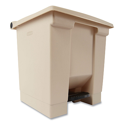 Rubbermaid Commercial Indoor Utility Step-On Waste Container, 8 gal, Plastic, Beige (RCP6143BEI)