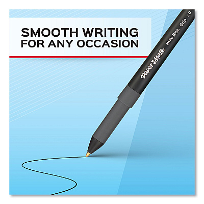 Paper Mate Write Bros. Grip Ballpoint Pen, Stick, Medium 1 mm, Black Ink, Black Barrel, 36/Pack (PAP2142266)