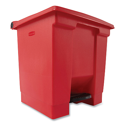 Rubbermaid Commercial Indoor Utility Step-On Waste Container, 8 gal, Plastic, Red (RCP6143RED)