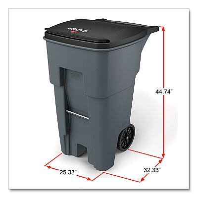 Rubbermaid Commercial Brute Roll-Out Heavy-Duty Container, 65 gal, Polyethylene, Gray (RCP9W21GY)