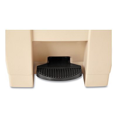 Rubbermaid Commercial Indoor Utility Step-On Waste Container, 12 gal, Plastic, Beige (RCP6144BEI)